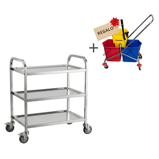 KIT INDUSTRIAL: CARRO ACERO INOXIDABLE + CARRO ESTRUJADOR 40L GRATIS 1