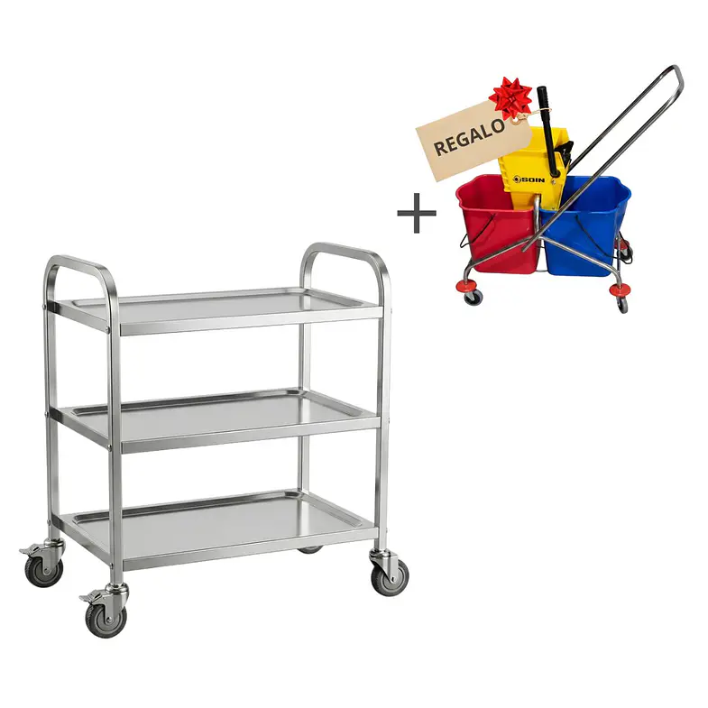 KIT INDUSTRIAL: CARRO ACERO INOXIDABLE + CARRO ESTRUJADOR 40L GRATIS 1