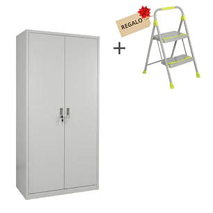 KIT ORDEN PRO: ESTANTE METÁLICO 2 PUERTAS + PISO ESCALERA CUPRUM GRATIS