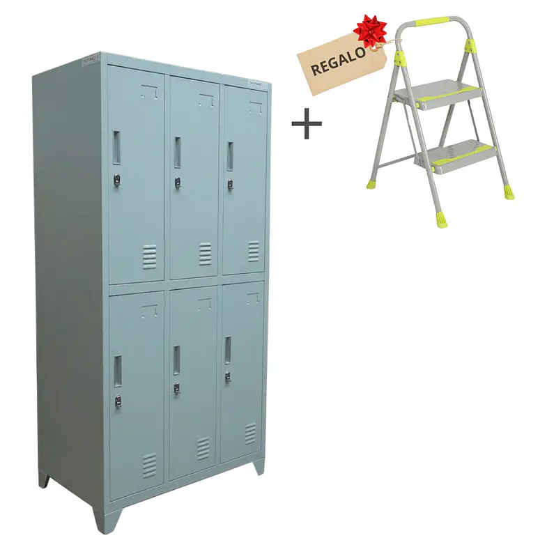 KIT MAX SEGURIDAD: LOCKER 3 CUERPOS (6 CASILLEROS) + PISO ESCALERA CUPRUM GRATIS 1