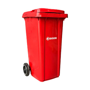 CONTENEDOR DE BASURA ROJO 120L CON RUEDAS SOIN