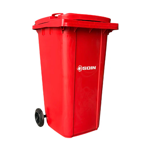 Contenedor de Basura Rojo 240L con Ruedas Soin 1