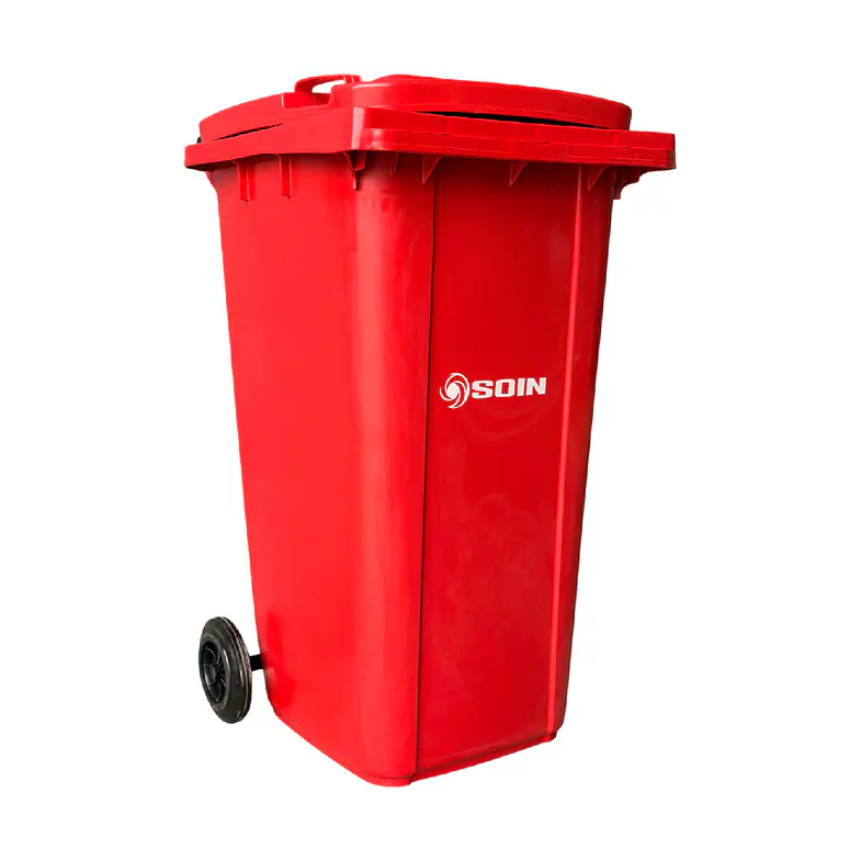 Contenedor de Basura Rojo 240L con Ruedas Soin 1