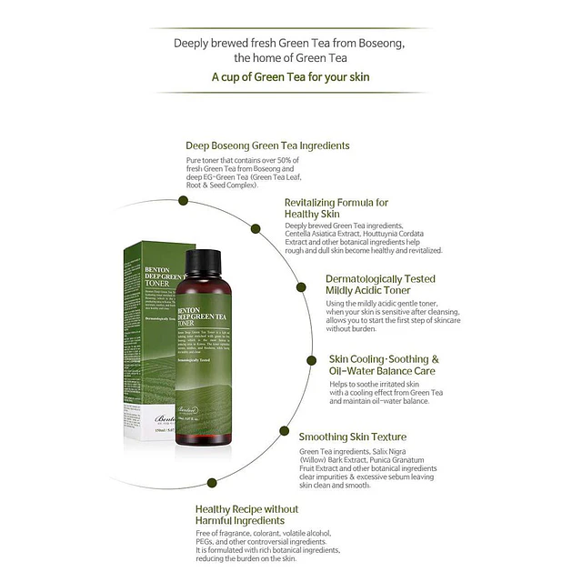Deep Green Tea Toner (con Te Verde Calma + Repara + Acne)