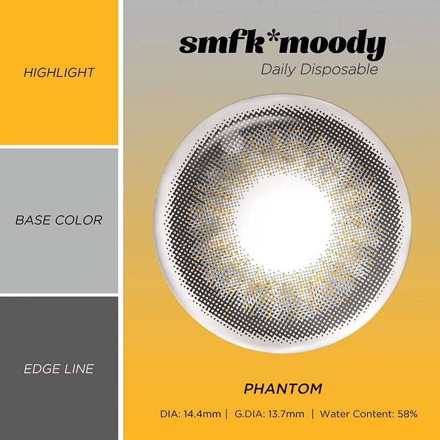 Lentes Moody Phantom (Grises con Glitter) 1 Day, 10 Pcs 