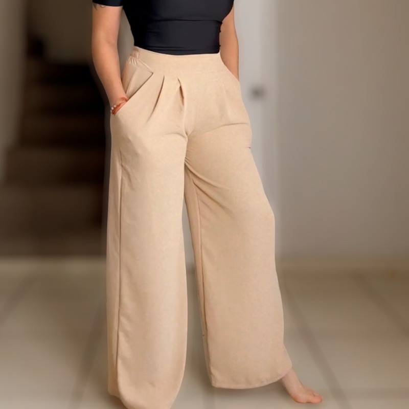 PANTALON PALAZZO BEIGE