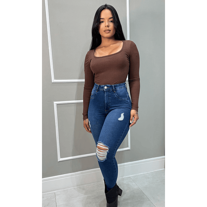 JEANS CON FAJA SKINNY AZUL 3