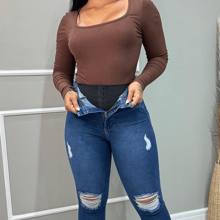 JEANS CON FAJA SKINNY AZUL 1