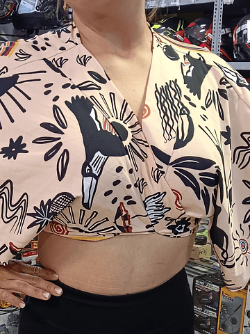 BLUSA CROPPED KIMONO TUCANES