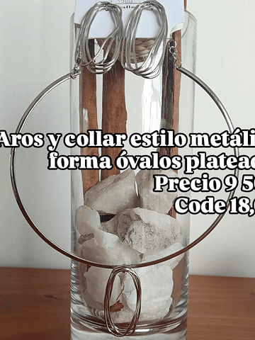 CONJUNTO ÓVALOS METÁLICOS PLATEADO