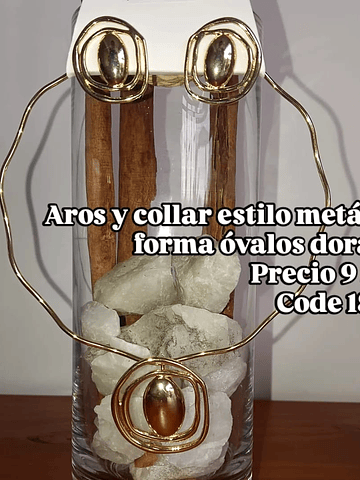 CONJUNTO ÓVALOS METÁLICOS DORADO
