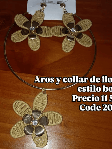CONJUNTO FLORES BOHO DORADO
