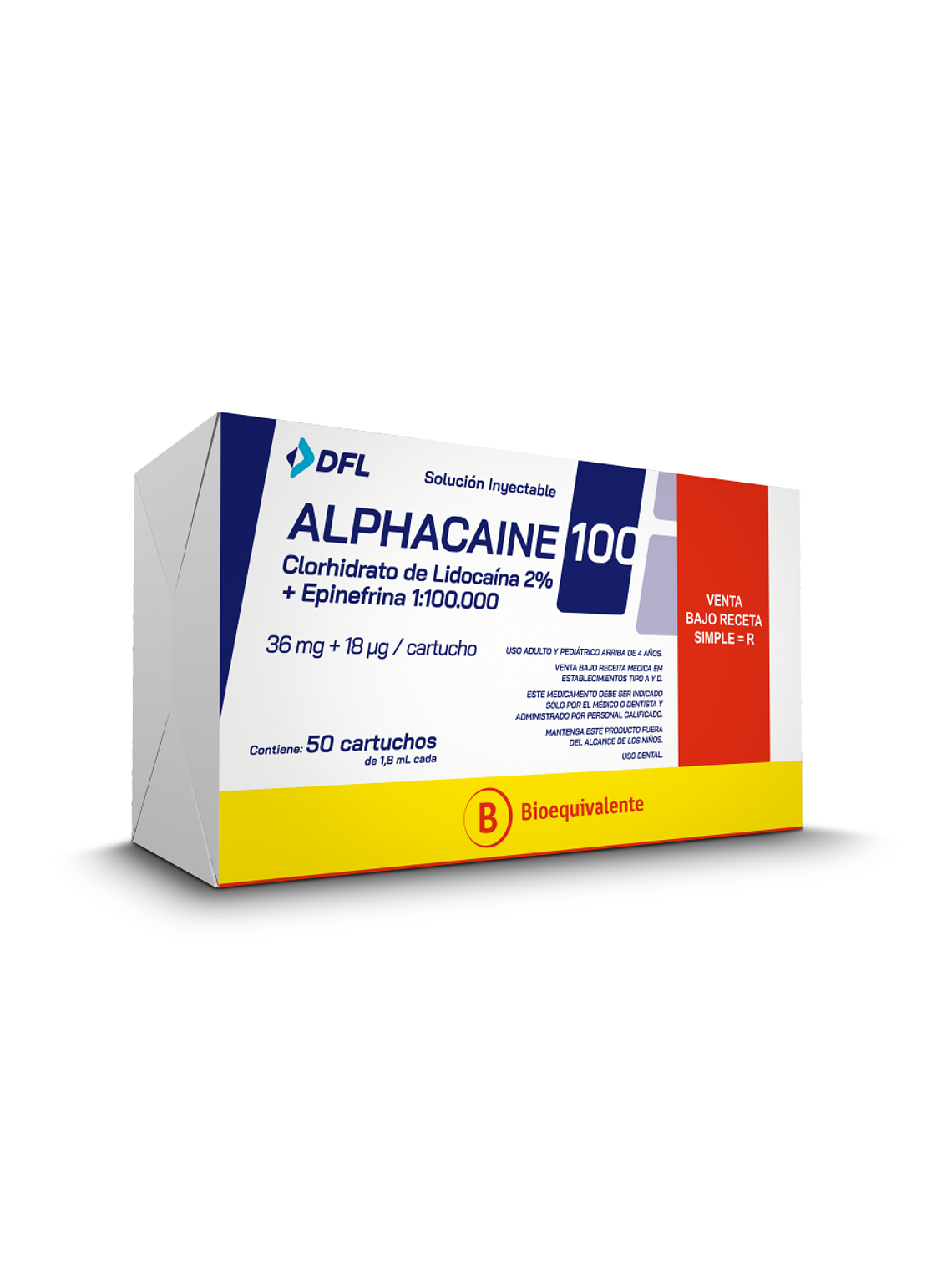 ANESTÉSICO DENTAL LIDOCAÍNA 2% CON EPINEFRINA DFL ALPHACAINE 1
