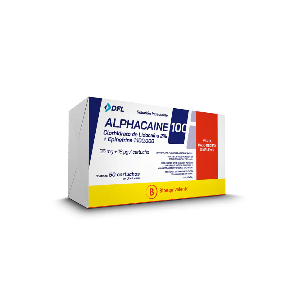 ANESTÉSICO DENTAL LIDOCAÍNA 2% CON EPINEFRINA DFL ALPHACAINE 1