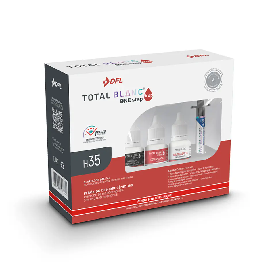 KIT FRASCOS BLANQUEAMIENTO DENTAL AL 35% DFL TOTAL BLANC ONE STEP DROP - 18 APLICACIONES 1
