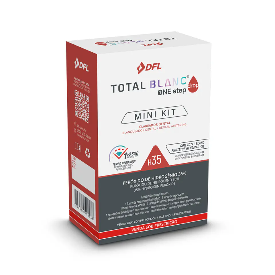 MINI KIT FRASCOS BLANQUEAMIENTO DENTAL AL 35% DFL TOTAL BLANC ONE STEP DROP - 7 PACIENTES 1