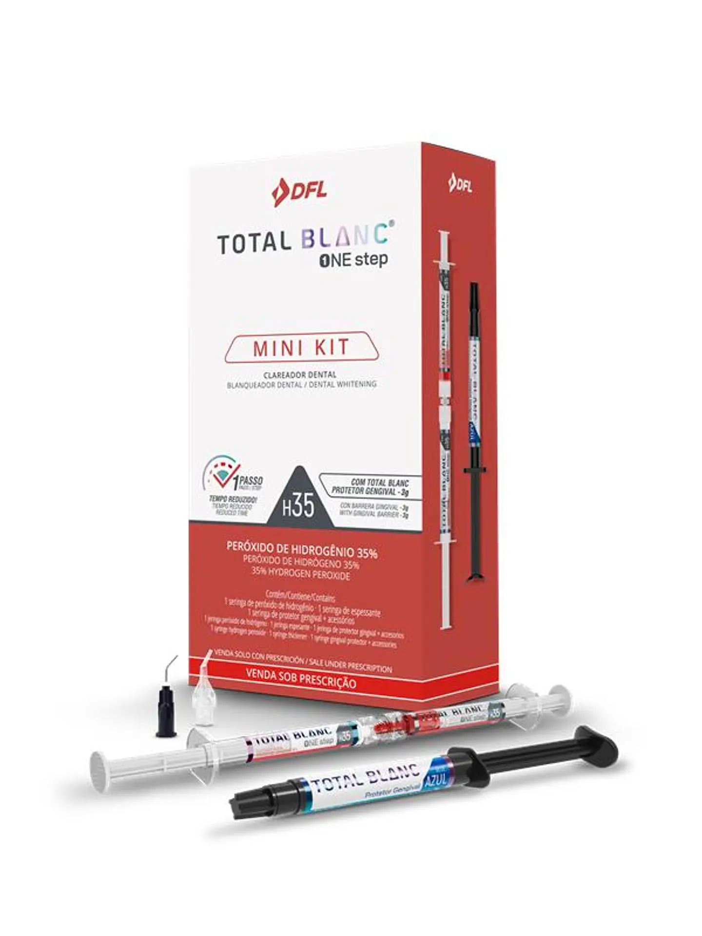 MINI KIT JERINGAS BLANQUEAMIENTO DENTAL AL 35% DFL TOTAL BLANC ONE STEP 1