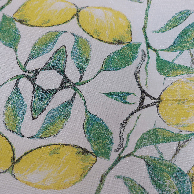 Plato redondo mediano decorado decoupage , limones