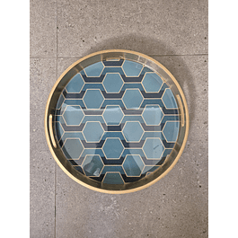 Bandeja redonda rombos azul