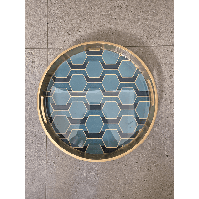 Bandeja redonda rombos azul