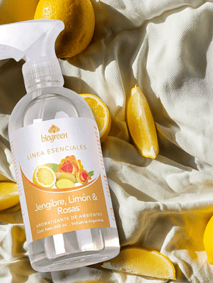 Aromatizante de ambientes 500mL: Jengibre, Limón y Rosas (incluye gatillo)