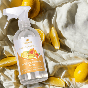 Aromatizante de ambientes 500mL: Jengibre, Limón y Rosas (incluye gatillo) 1