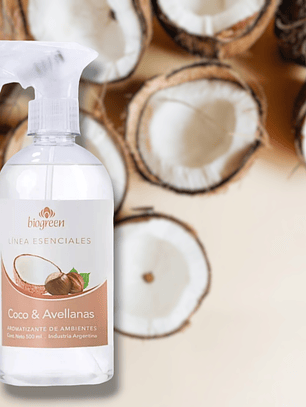 Aromatizante de ambientes 500mL: Coco y Avellanas (incluye gatillo)