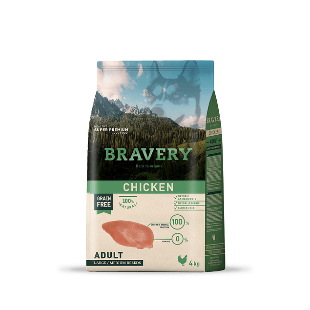 Alimento Bravery Pollo Adulto para Perros 4kg