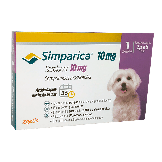 Simparica 1 Comprimido 10mg – 2.5 Kg a 5 Kg