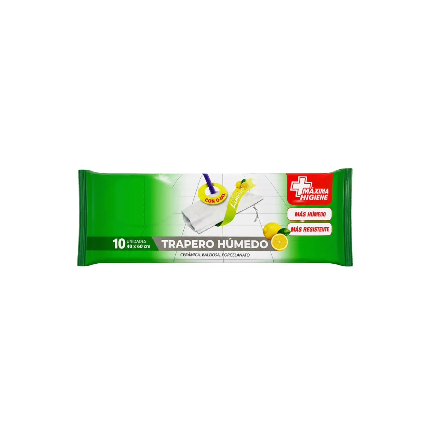 TRAPERO HUMEDO PARA PISO AROMA LIMON 10 UN 1