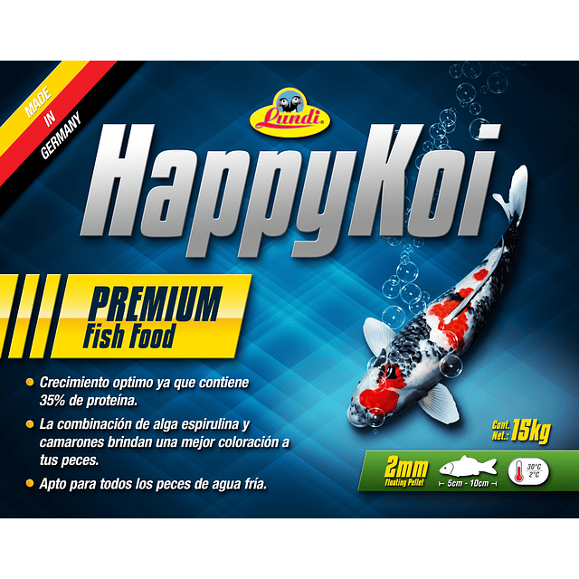 Happy Koi, 2mm Saco de 15kg, formato criador 