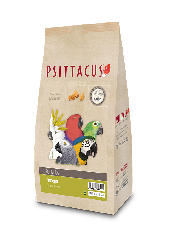 PSITTACUS ALIMENTO AVES OMEGA GUACAMAYOS, YACOS, YOU-YOU CACATUAS ECLECTUS 800gr