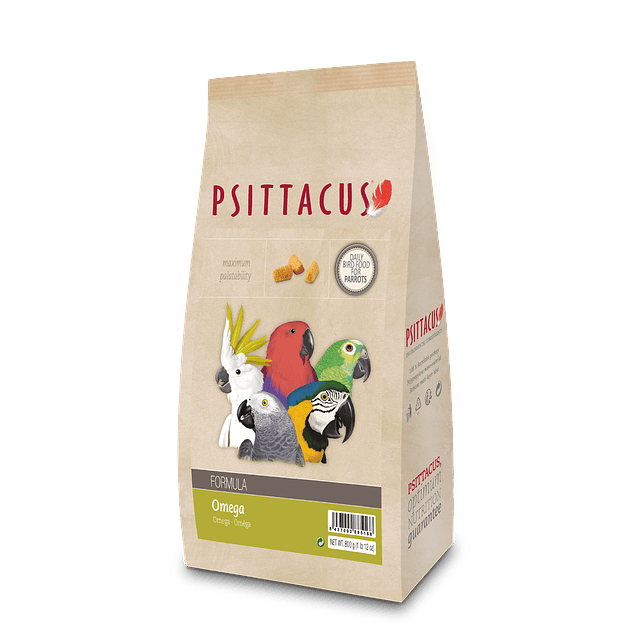 PSITTACUS ALIMENTO AVES OMEGA GUACAMAYOS, YACOS, YOU-YOU CACATUAS ECLECTUS 800gr