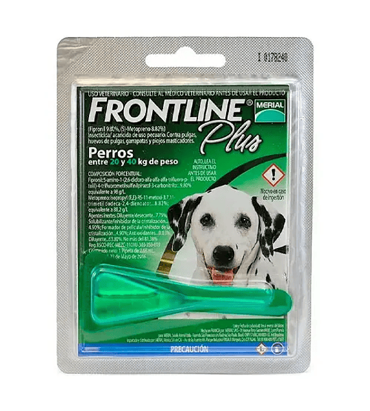 FRONTLINE PLUS PIPETA PERRO DE 20 a 40 KG PULGAS GARRAPATAS PIOJOS