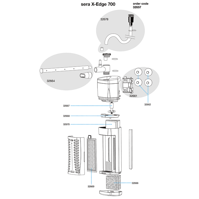 Sera Filtro de Esquina X-Edge 700, para acuarios de hasta 300lt.