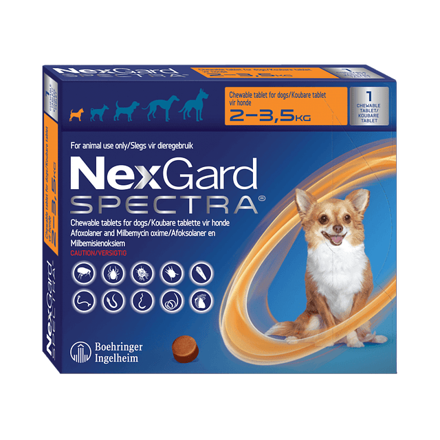NexGard Spectra, Antiparasitario interno y Externo Perros de 2 a 3,5 Kg