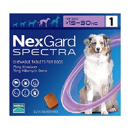 NexGard Spectra, Antiparasitario interno y Externo Perros de 15,1 a 30 Kg