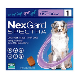 NexGard Spectra, Antiparasitario interno y Externo Perros de 15,1 a 30 Kg- COPIAR