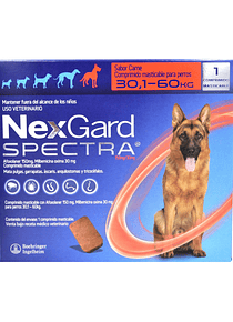 NexGard Spectra, Antiparasitario interno y Externo Perros de 30,1 a 60 Kg.