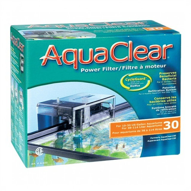 AquaClear Filtro Mochila #30 Acuarios de hasta 114 lt 