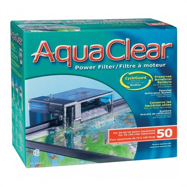AquaClear Filtro Mochila #50 Acuarios de hasta 190 lt 