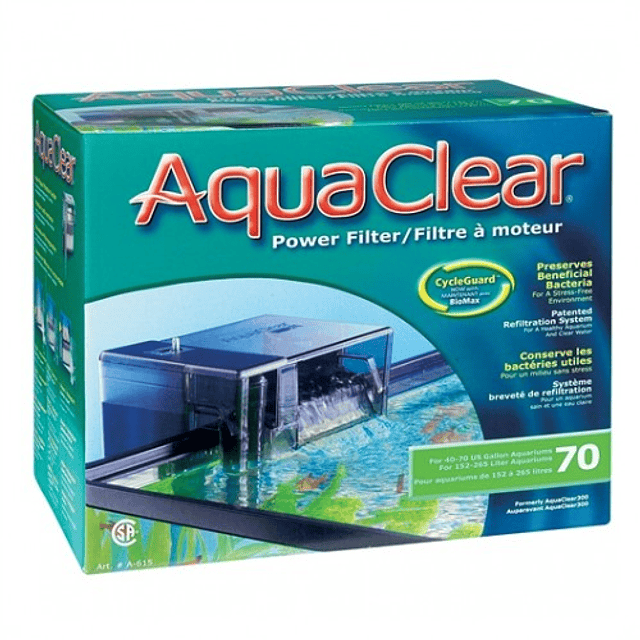 AquaClear Filtro Mochila #70 Acuarios de hasta 265 lt 
