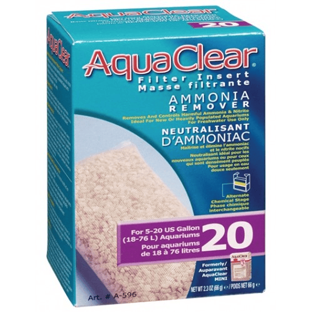 Repuesto Ammonia Remover Filtro Mochila Aquaclear 20