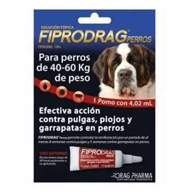 FiproDrag Perro 40 a 60 kg Pipeta Pulgas Garrapatas