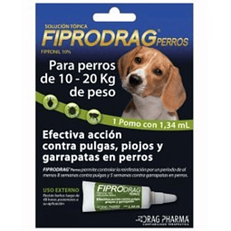 FiproDrag Perro 10 a 20 kg Pipeta Pulgas Garrapatas
