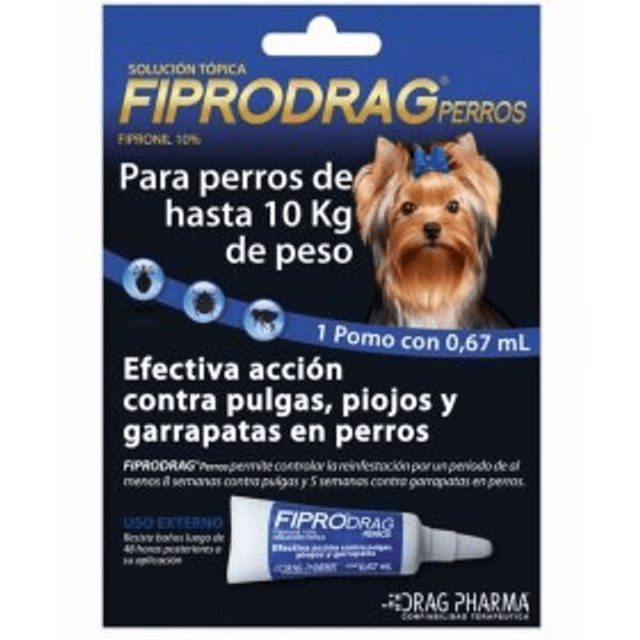 FiproDrag Perro hasta 10 kg Pipeta Pulgas Garrapatas