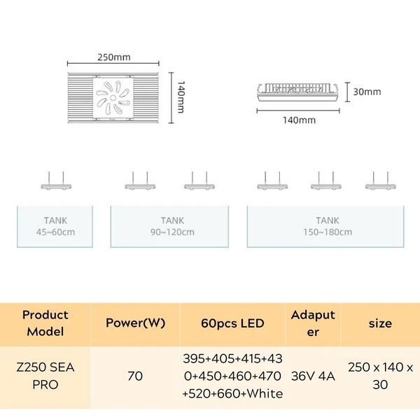 Week Aqua Z250 Sea Marine Iluminacion led para Acuario Marino 5
