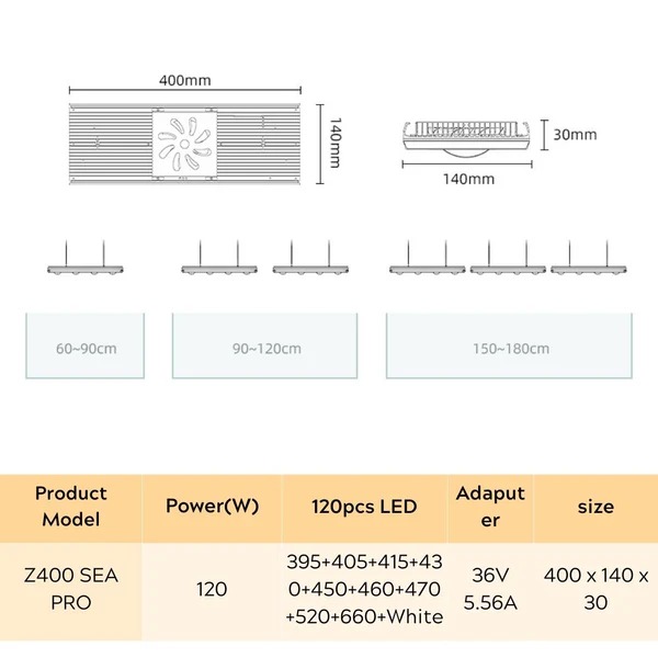 Week Aqua Z400 Sea Marine Iluminacion led para Acuario Marino 5