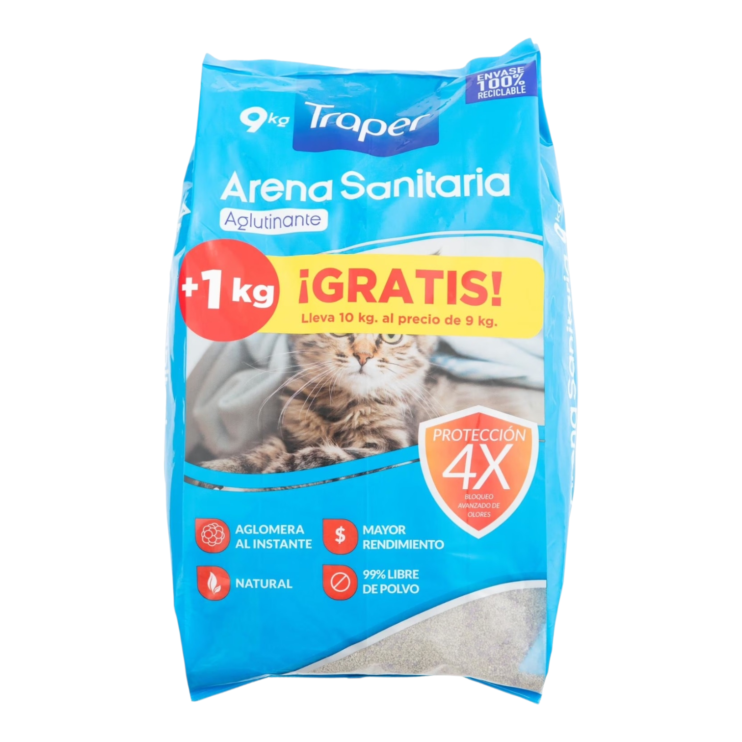  Arena Sanitaria Gato Bentonita 9kg Traper 1