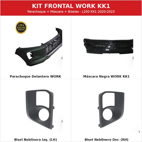 Kit Frontal WORK KK1 2020-2023 — Parachoque + Máscara + Biseles L200 KK1
